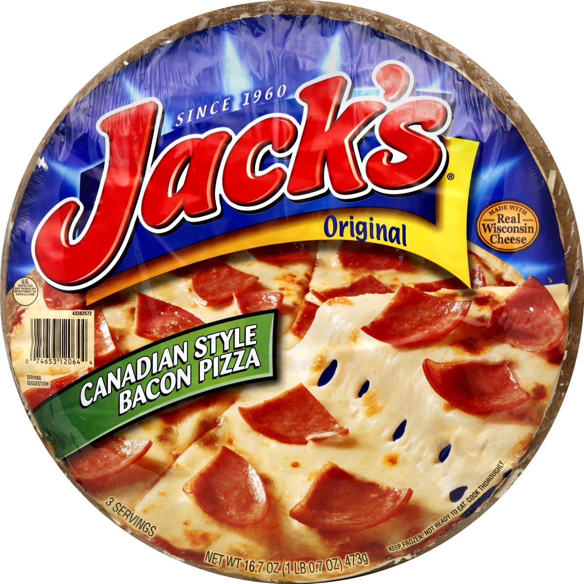 slide 5 of 6, Jack's Original Thin Crust Canadian Style Bacon Frozen Pizza, 15.7 oz