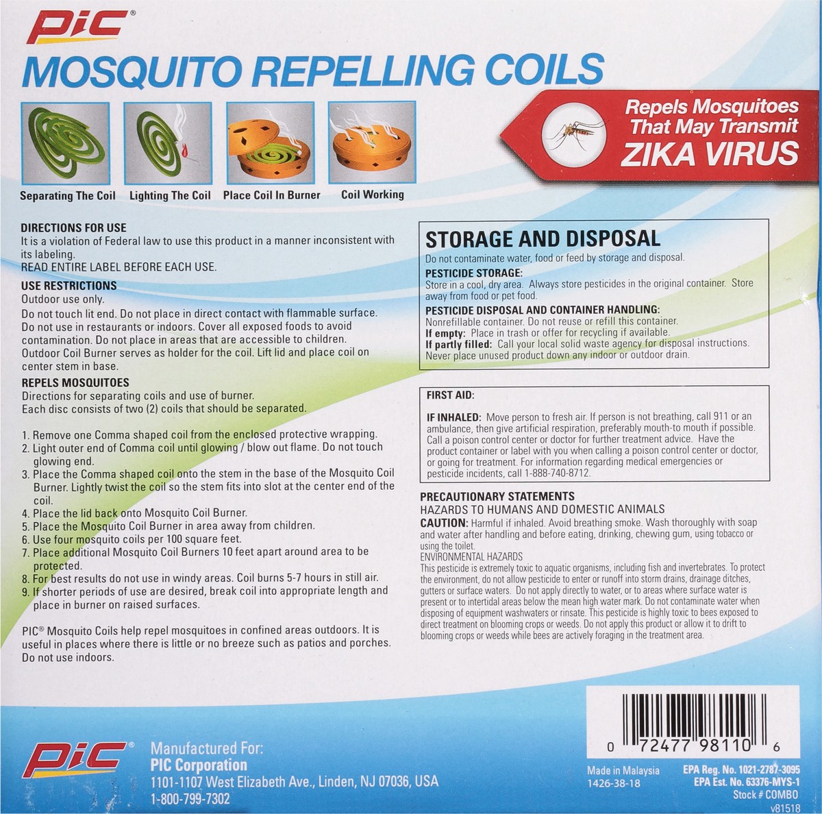 slide 3 of 9, Pic Mosquito Repelling Coils 4 ea, 4 ct