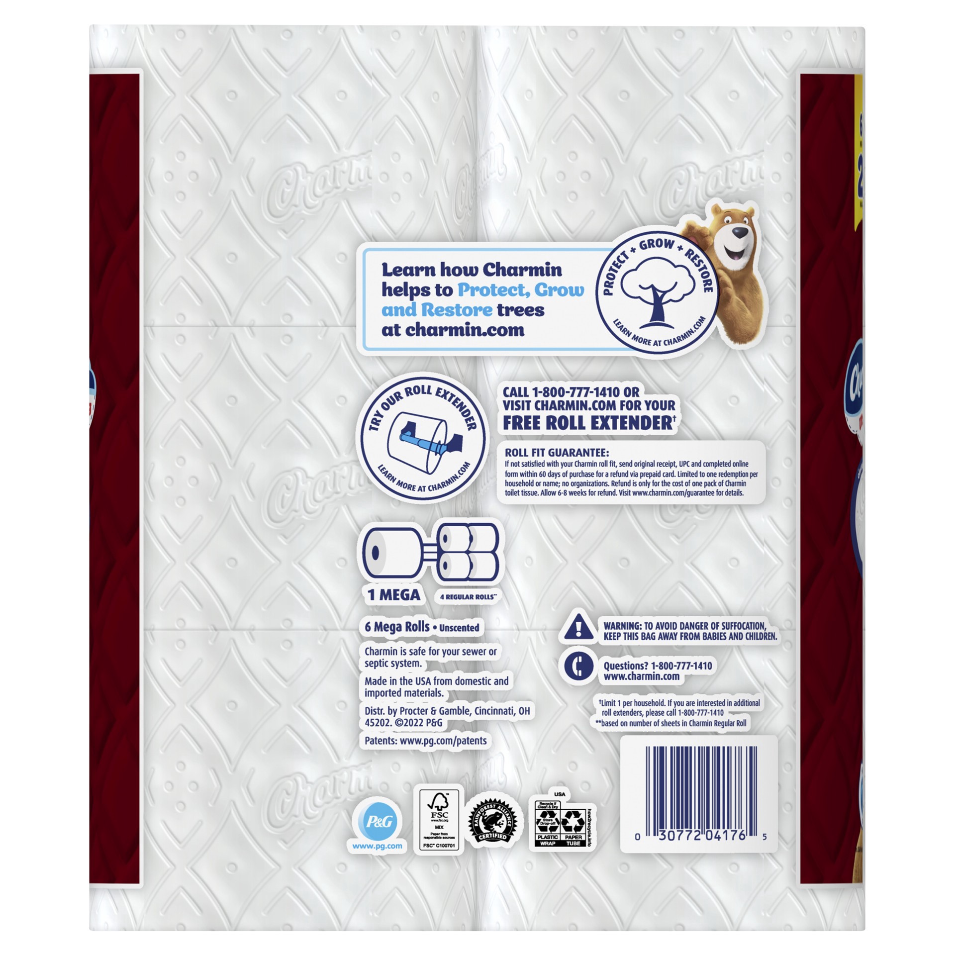 slide 4 of 9, Charmin Ultra Strong Toilet Paper 6 Mega Rolls, 242 Sheets Per Roll, 1 ct