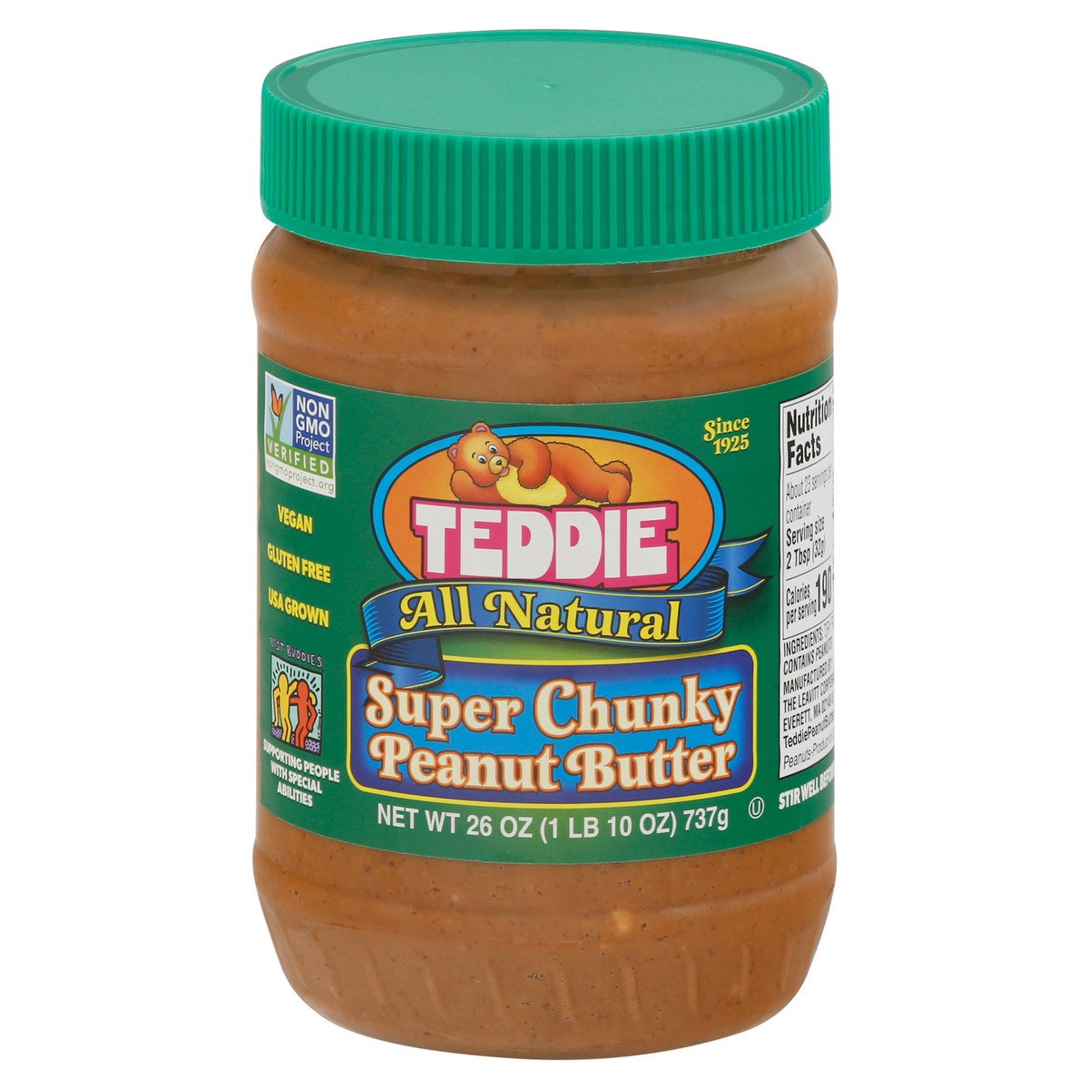 slide 1 of 11, Teddie All Natural Super Chunky Peanut Butter, 26 oz