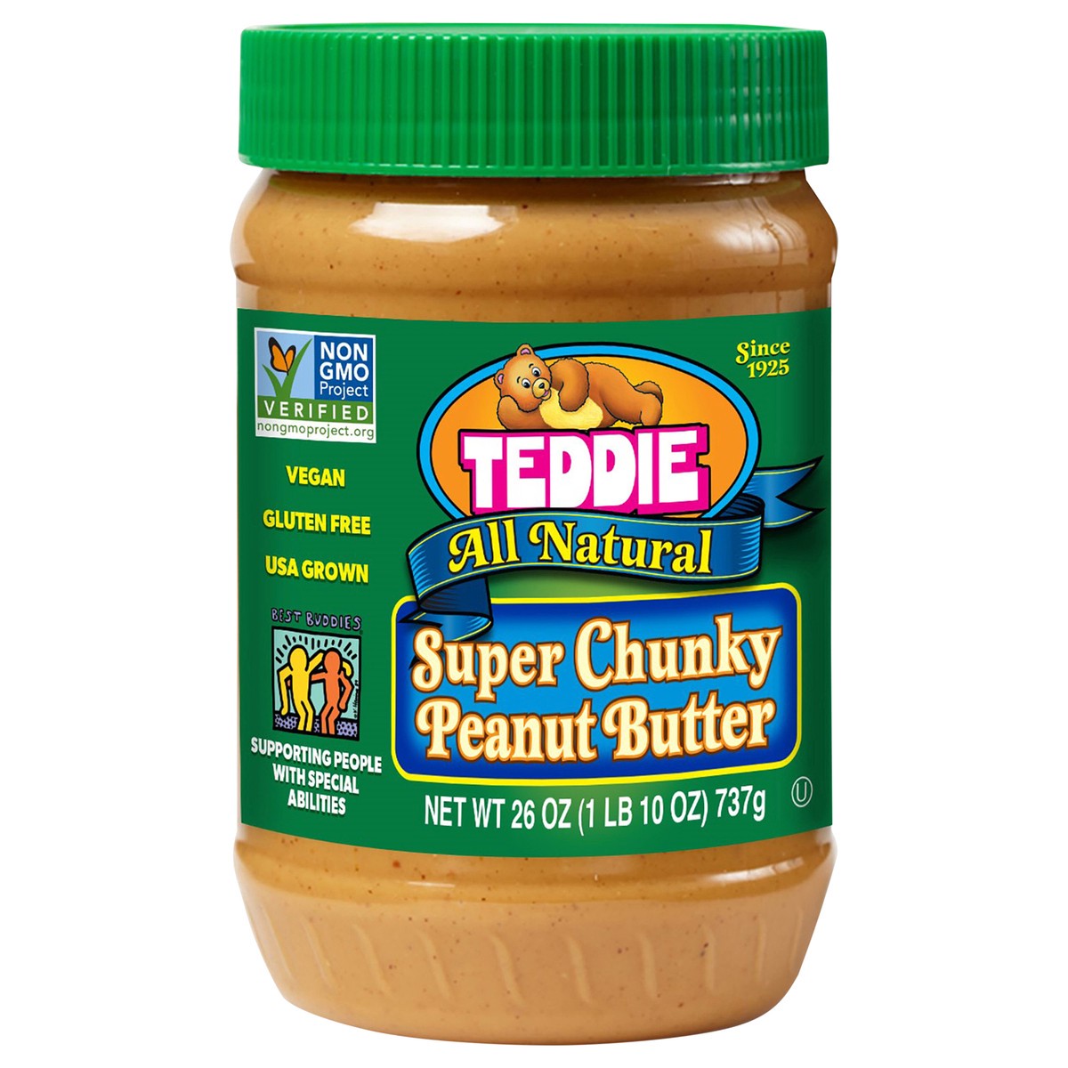 slide 1 of 11, Teddie Natural Super Chunky Peanut Butter, 26 oz