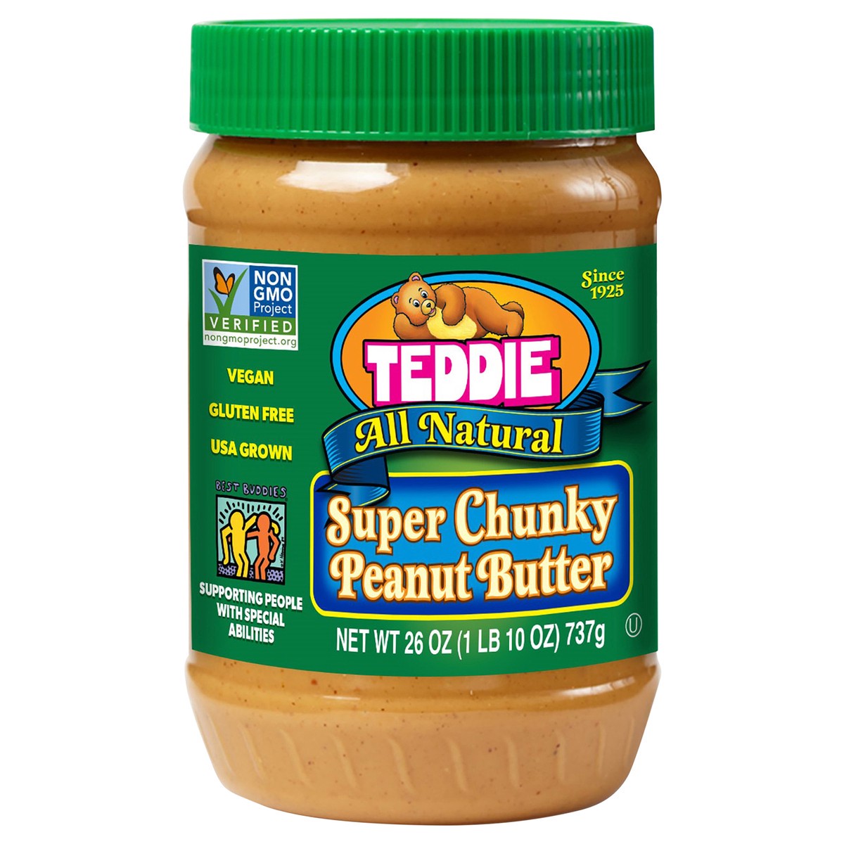 slide 1 of 11, Teddie Natural Super Chunky Peanut Butter - 26 oz, 26 oz