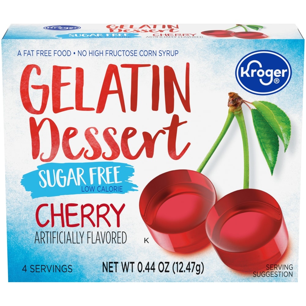 slide 1 of 1, Kroger Sugar Free Cherry Gelatin Dessert Mix, 0.44 oz