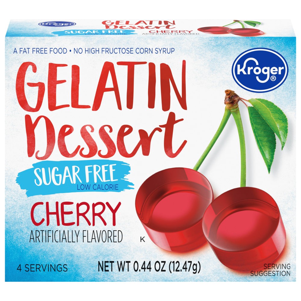 slide 1 of 5, Kroger Sugar Free Cherry Gelatin Dessert Mix, 0.44 oz