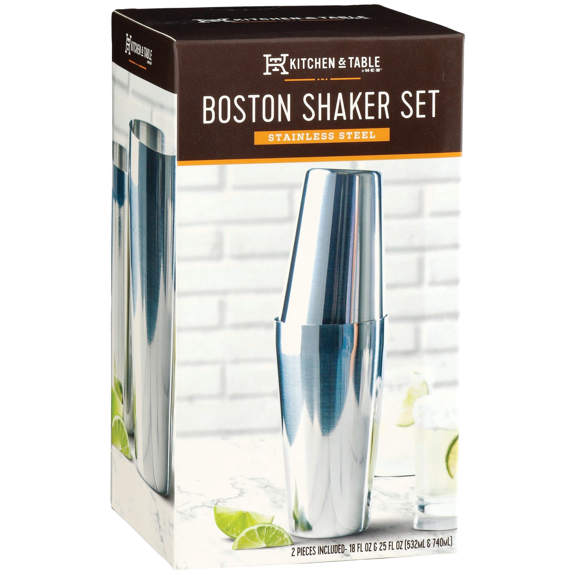 slide 1 of 1, Ktchen & Table by H-E-B Kitchen & Table by H-E-B Boston Stainless Steel Shaker Set, 2 ct