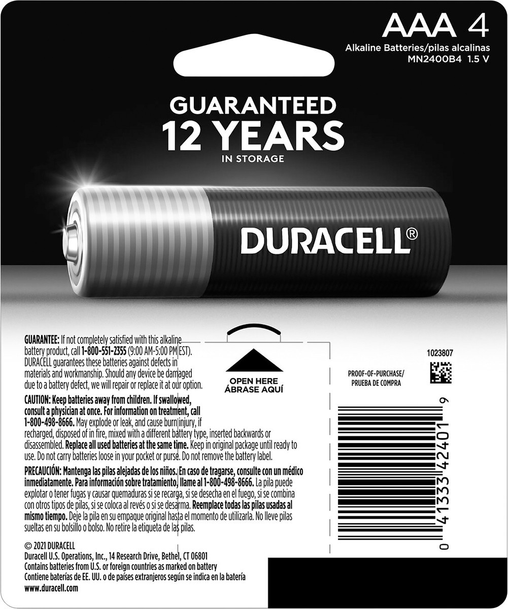 slide 4 of 6, Duracell Coppertop AAA Batteries - 4pk Alkaline Battery, 4 ct