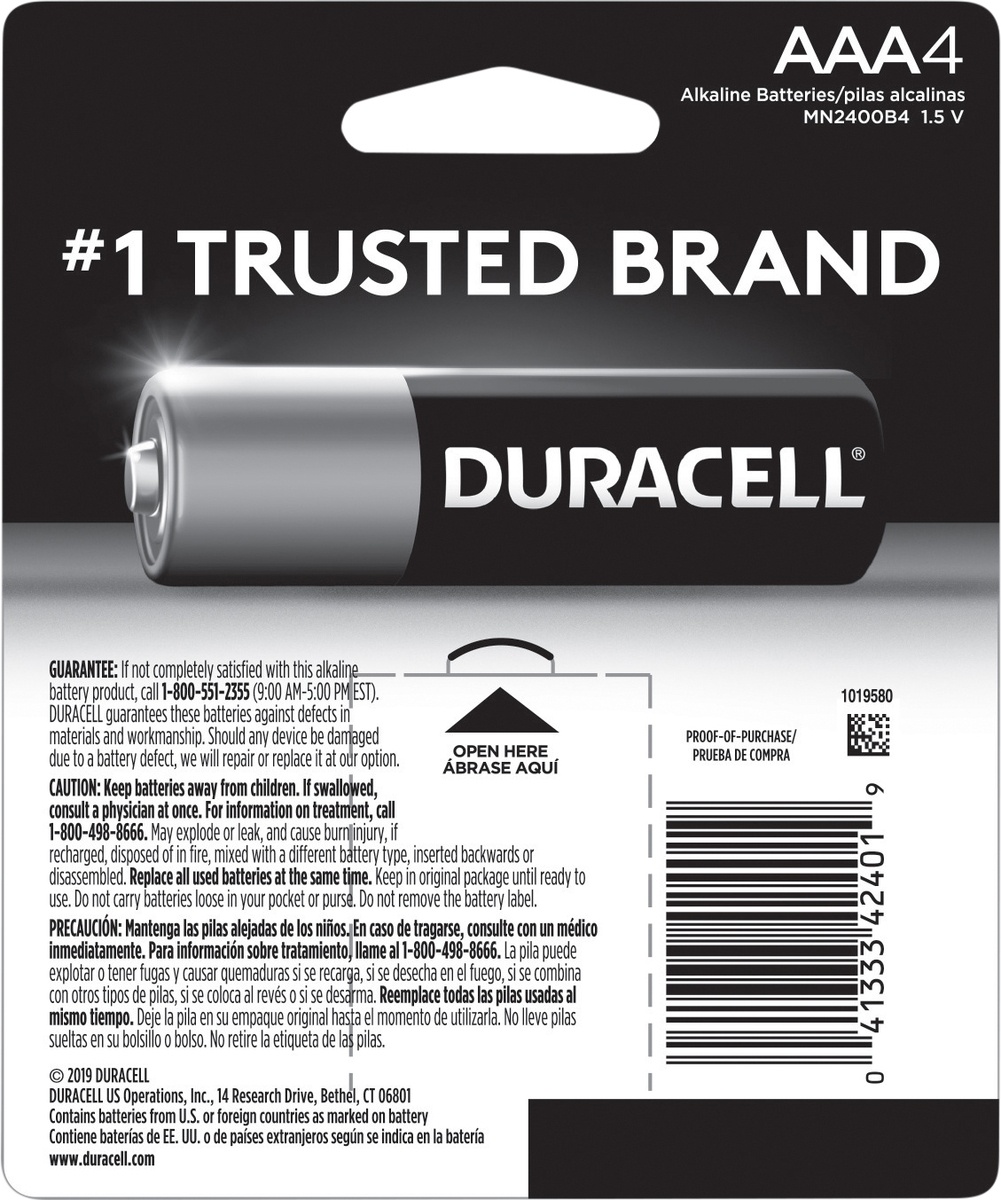 slide 7 of 8, Duracell Coppertop AAA Alkaline Batteries, 4 ct