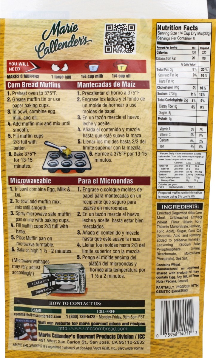 slide 6 of 6, Marie Callender's Corn Bread Muffin Mix, 7 oz