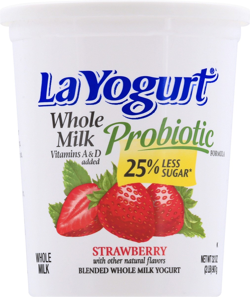 slide 1 of 9, La Yogurt Blended Whole Milk Strawberry Yogurt 32 oz, 32 oz