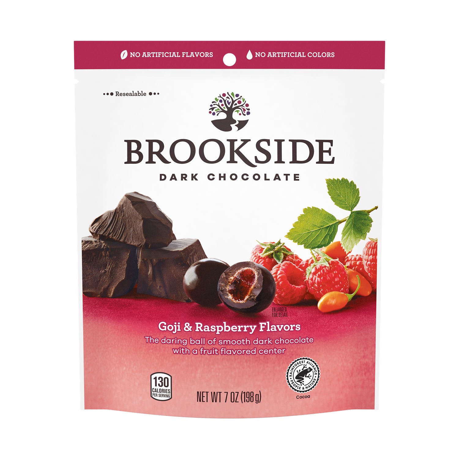 slide 1 of 1, BROOKSIDE Dark Chocolate, Goji and Raspberry Flavored Snacking Chocolate Bag, 7 oz, 1 ct