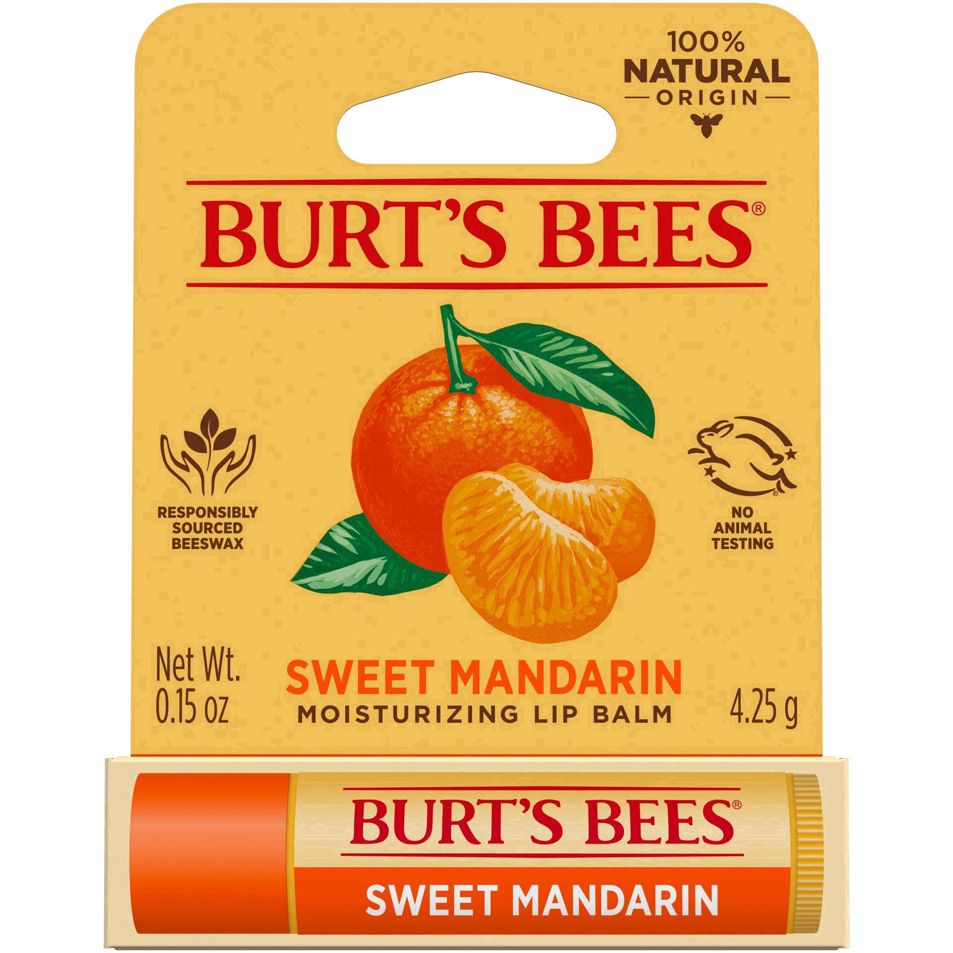 slide 66 of 89, Burt's Bees 100% Natural Origin Moisturizing Lip Balm\, Sweet Mandarin - 1 Tube, 0.15 oz