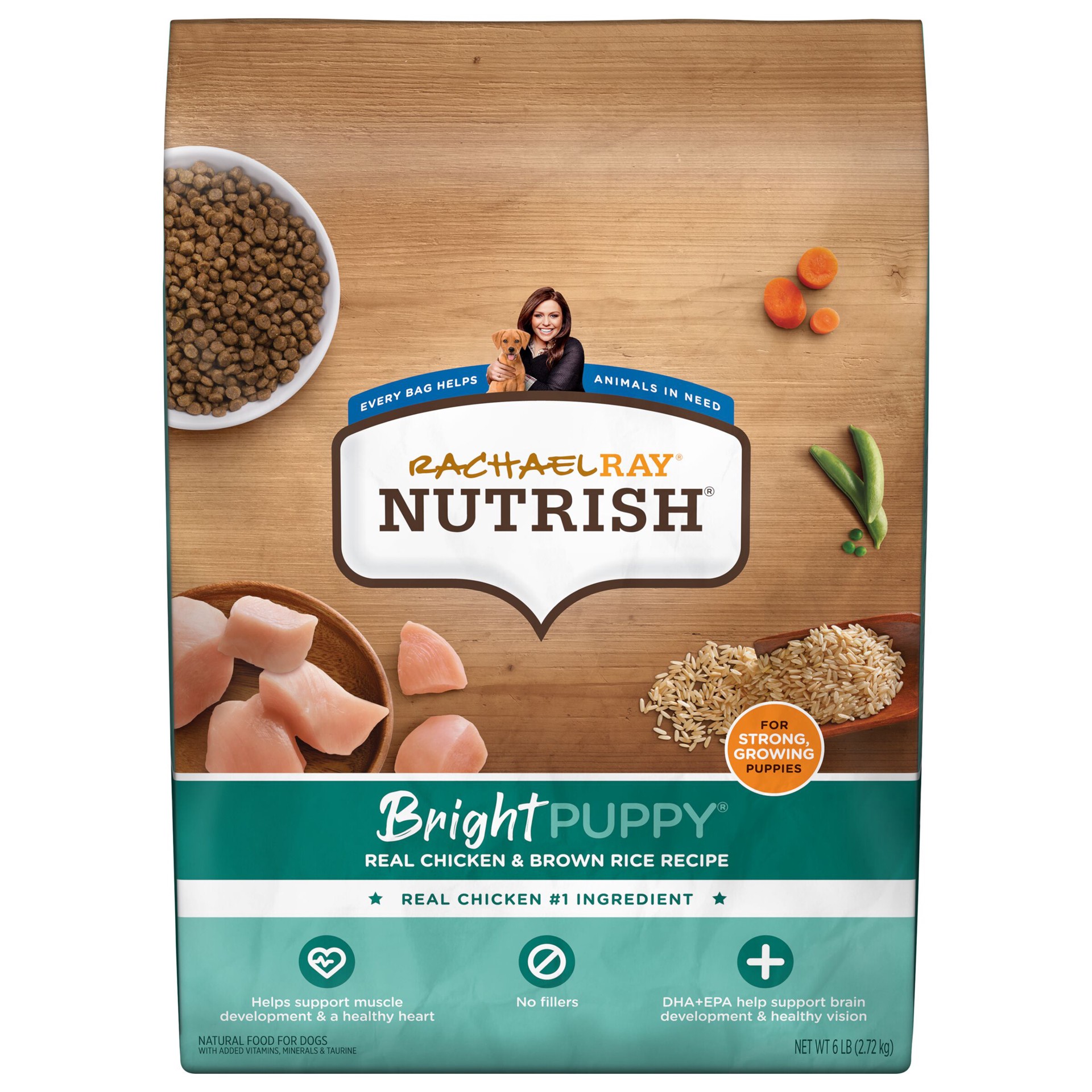 slide 1 of 8, Rachael Ray Nutrish Puppy Real Chicken & Brown Rice Recipe Dry Dog Food, 6 lb. Bag, 6 lb