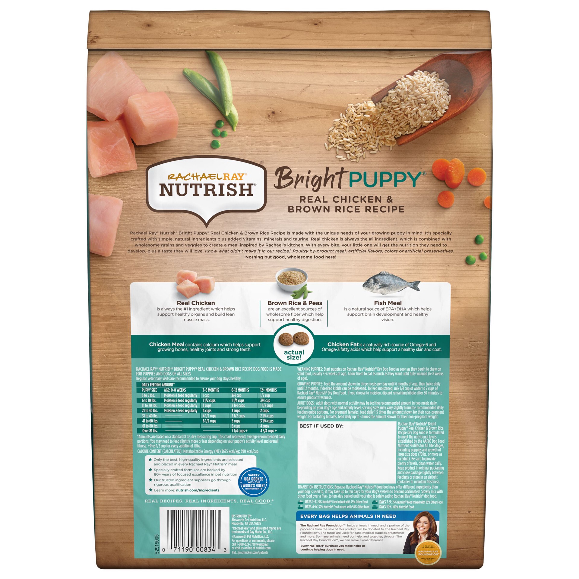 slide 3 of 8, Rachael Ray Nutrish Bright Puppy Real Chicken & Brown Rice Recipe Dry Dog Food, 6 lb. Bag, 6 lb
