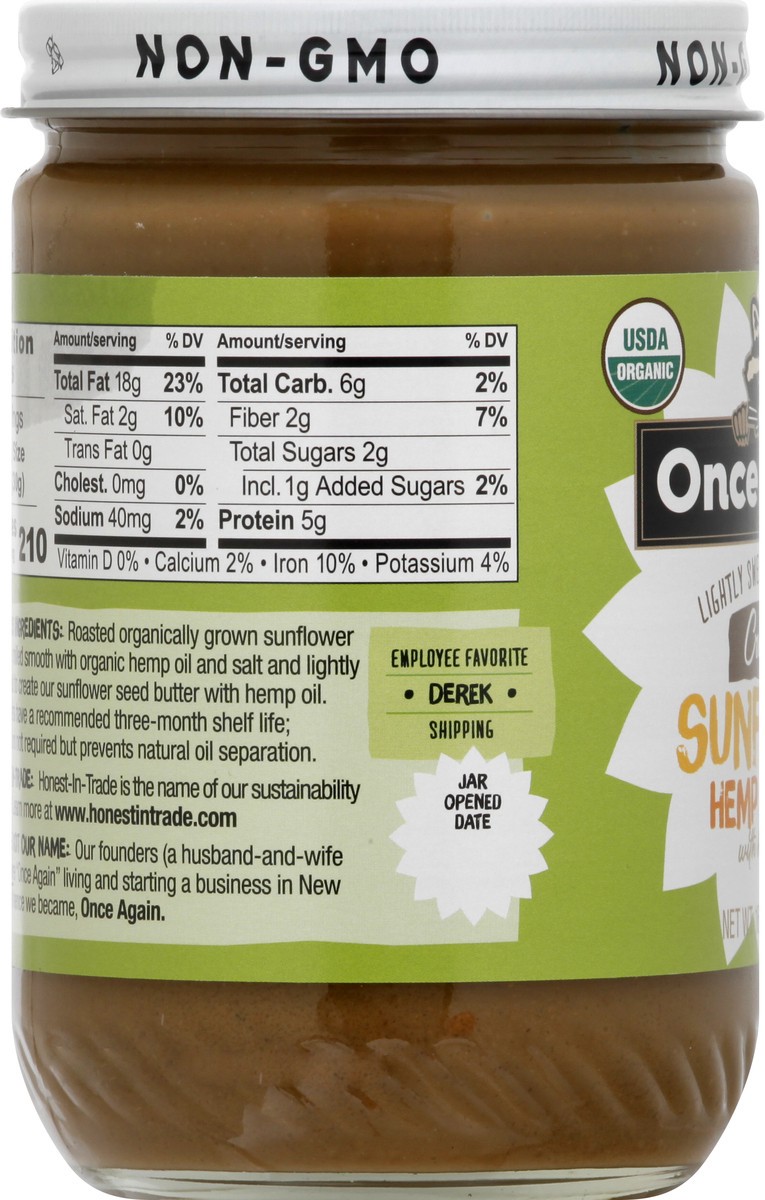 slide 5 of 10, Once Again Organic Sunflower with Hemp Oil - Sugar/Salt, 16 oz