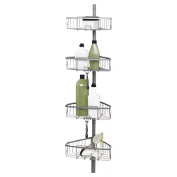 Zenna Home Tension Pole Shower Caddy, Satin Nickel