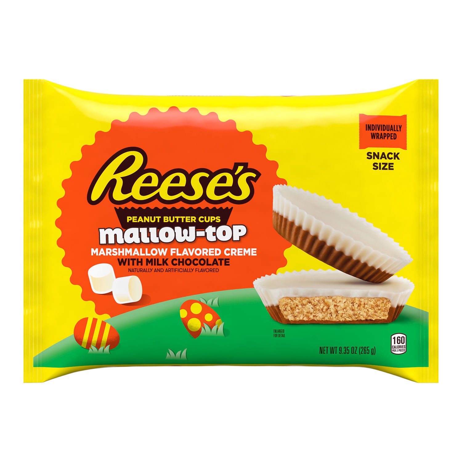 slide 1 of 1, Reese's Mallow-Top Milk Chocolate Snack Size Peanut Butter Cups, Easter Candy Bag, 9.35 oz, 9.35 oz