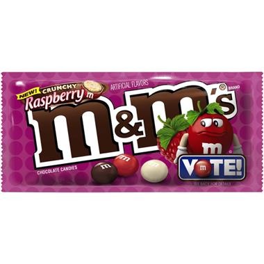 slide 1 of 1, M&M's Crnchy Single Flavor Vote Raspberry, 1.35 oz