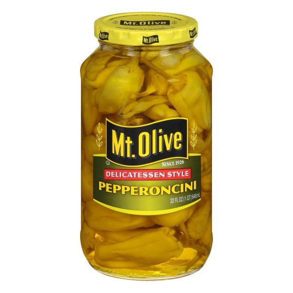 slide 1 of 6, Mt Olive Deli Style Pepperoncini, 32 oz