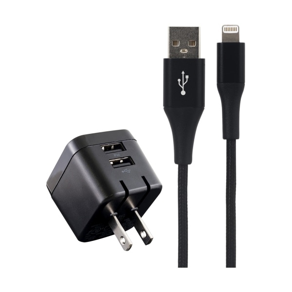 slide 1 of 4, Ativa Usb Type-A To Lightning 2-Piece Car Charging Pack, Black, 45859, 1 ct