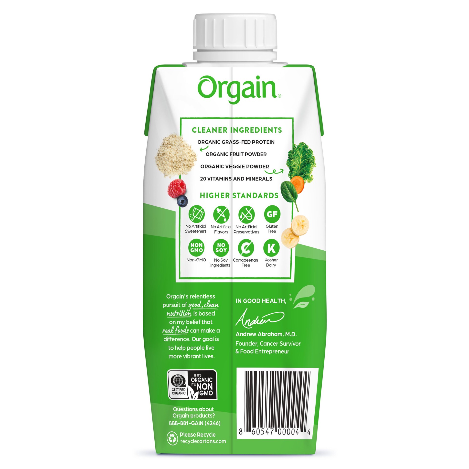 slide 2 of 5, Orgain Organic Nutrition Shake, Grass Fed Protein, Iced Café Mocha 11oz, 1ct, 1 ct