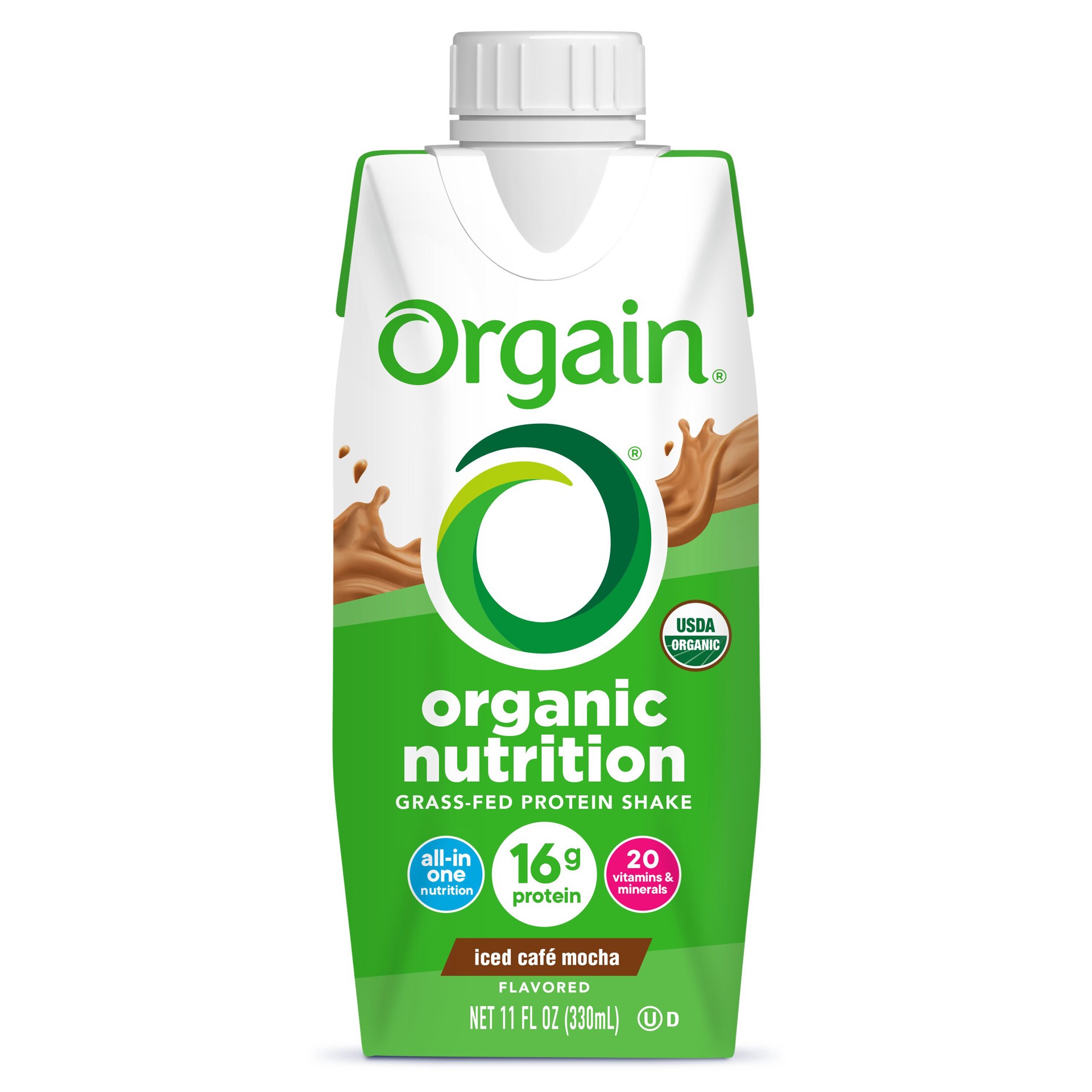 slide 1 of 5, Orgain Organic Nutrition Shake, Grass Fed Protein, Iced Café Mocha 11oz, 1ct, 1 ct