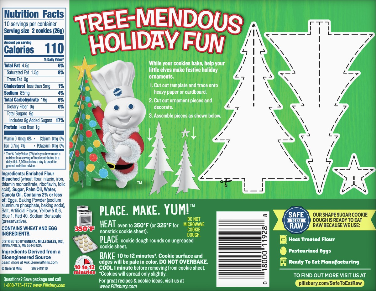 slide 3 of 9, Pillsbury Ready-to-Bake Christmas Tree Shape Sugar Cookie Dough - 9.1oz/20ct, 20 ct: 9.1 oz