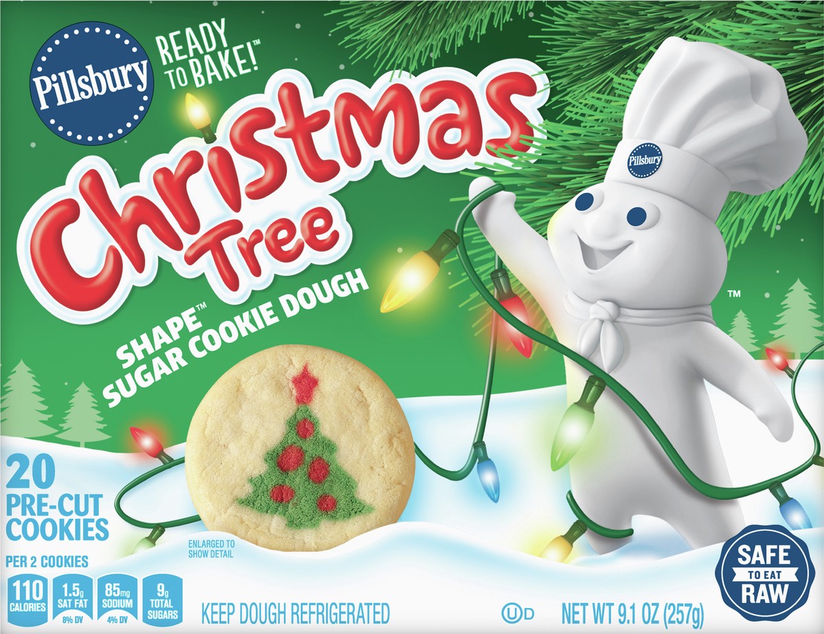 slide 7 of 9, Pillsbury Ready-to-Bake Christmas Tree Shape Sugar Cookie Dough - 9.1oz/20ct, 20 ct: 9.1 oz