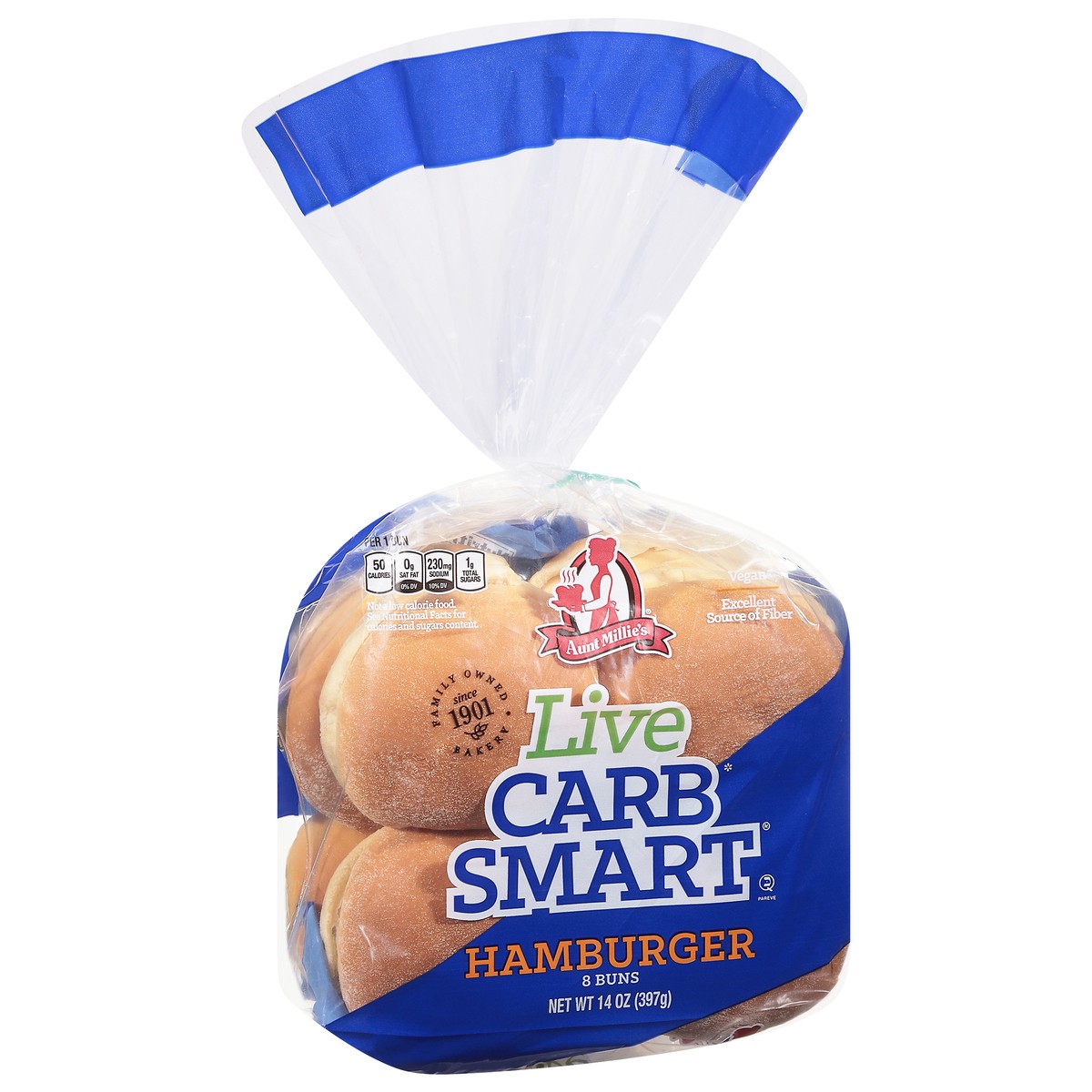slide 9 of 9, Aunt Millie's Live Carb Smart Hamburger Buns 8 ct, 8 ct