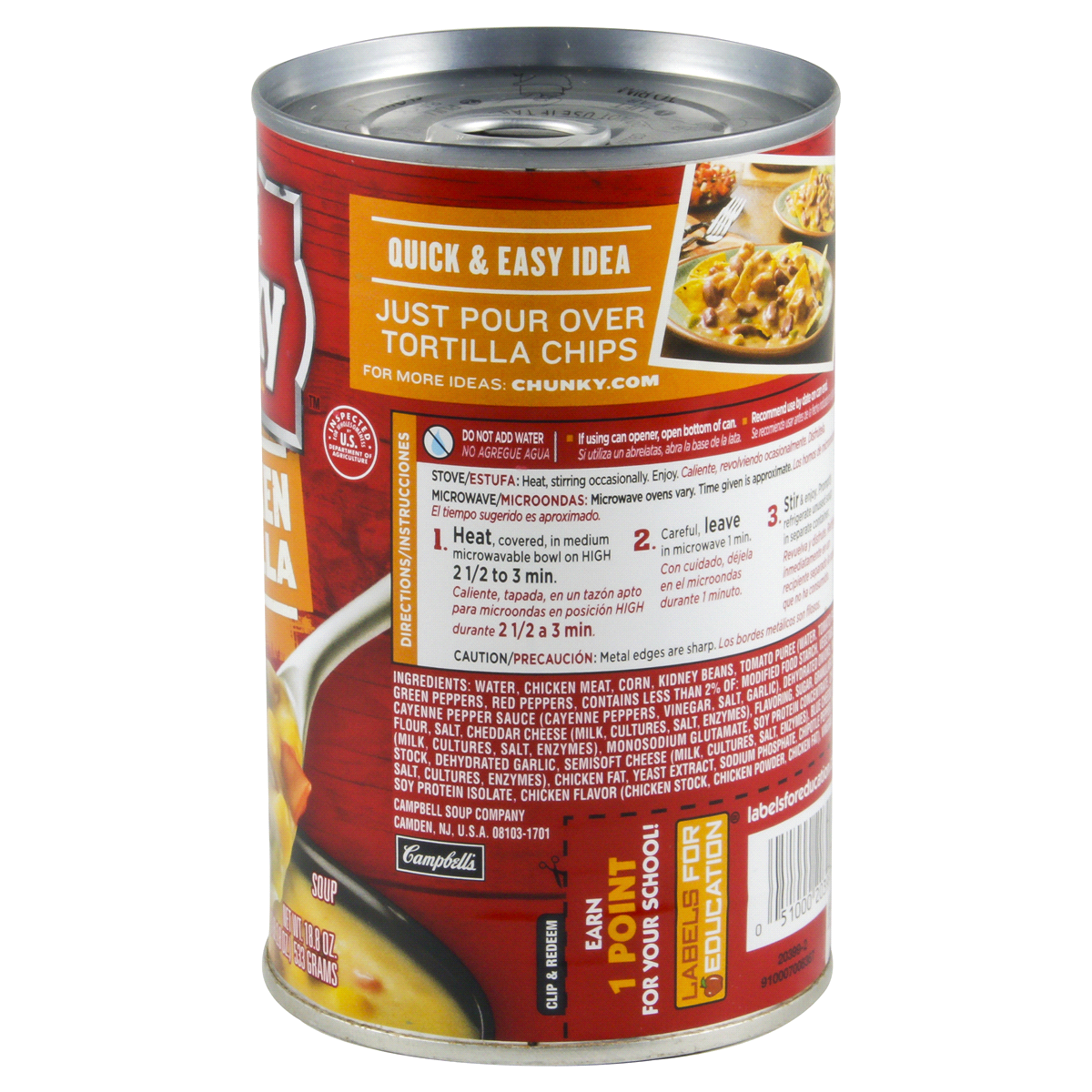 slide 3 of 36, Campbell's Chunky Soup, Spicy Chicken Quesadilla Soup, 18.8 oz Can, 18.8 oz
