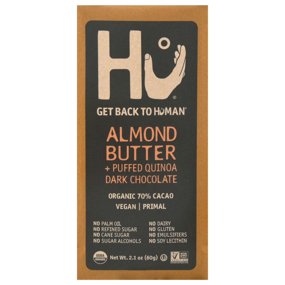 slide 12 of 14, Hu Almond Butter + Puffed Quinoa Dark Chocolate 2.1 oz, 2.1 oz