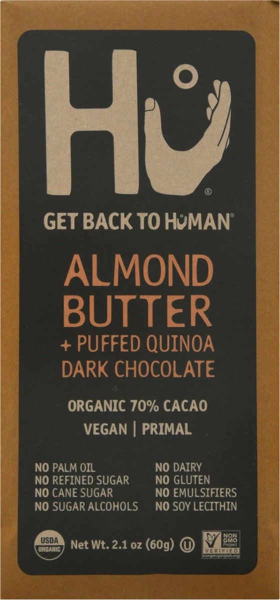 slide 7 of 14, Hu Almond Butter + Puffed Quinoa Dark Chocolate 2.1 oz, 2.1 oz