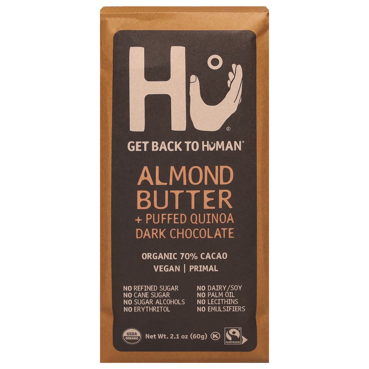 slide 1 of 14, Hu Almond Butter + Puffed Quinoa Dark Chocolate 2.1 oz, 2.1 oz