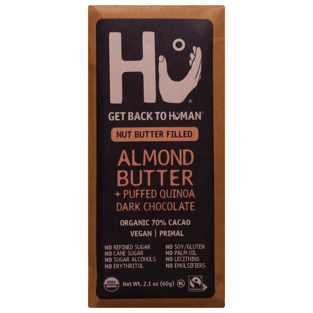 slide 1 of 14, Hu Almond Butter + Puffed Quinoa Dark Chocolate 2.1 oz, 2.1 oz