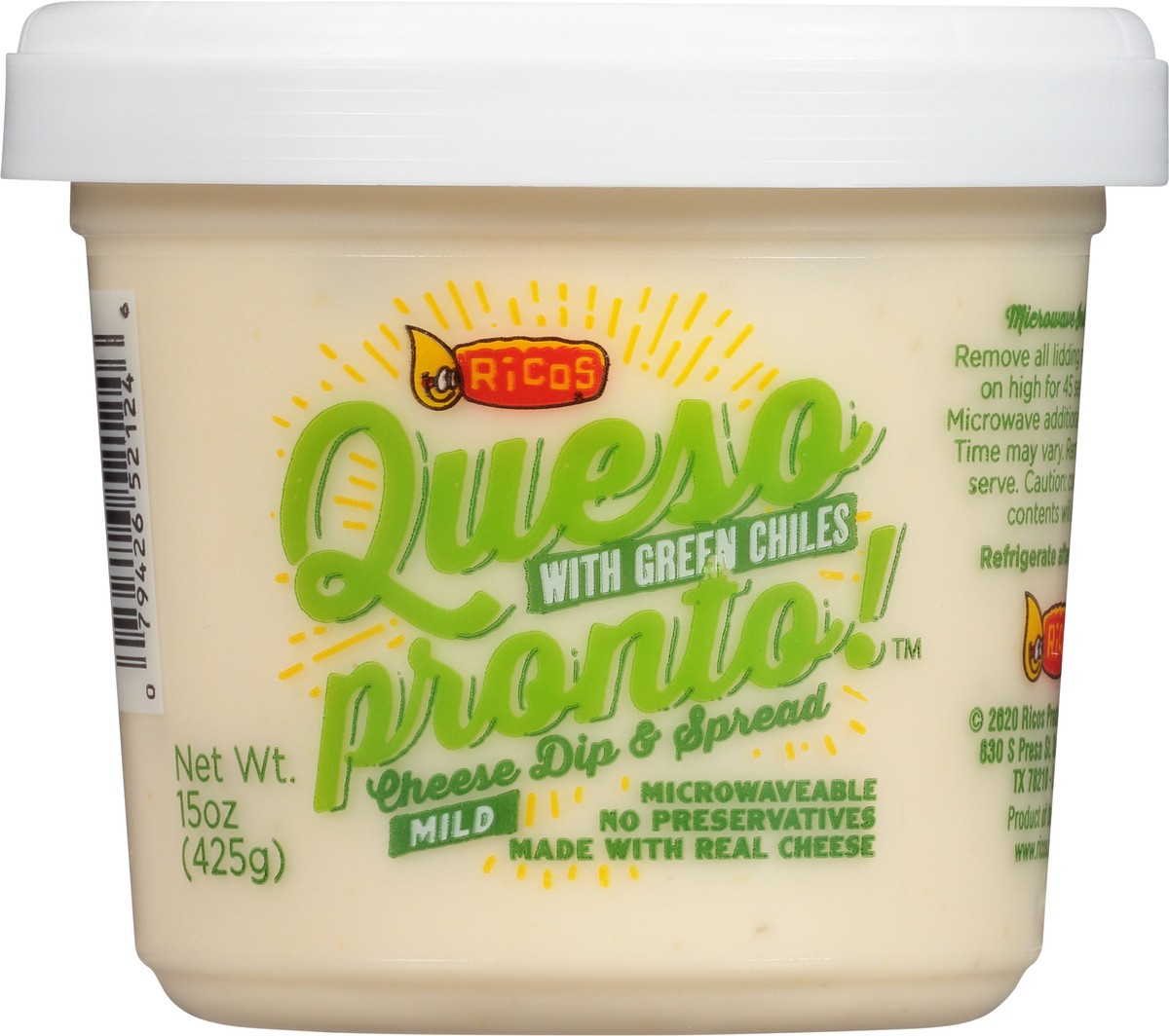 slide 4 of 9, Rico's Queso Pronto Mild Cheese with Green Chiles Dip & Spread 15 oz, 15 oz