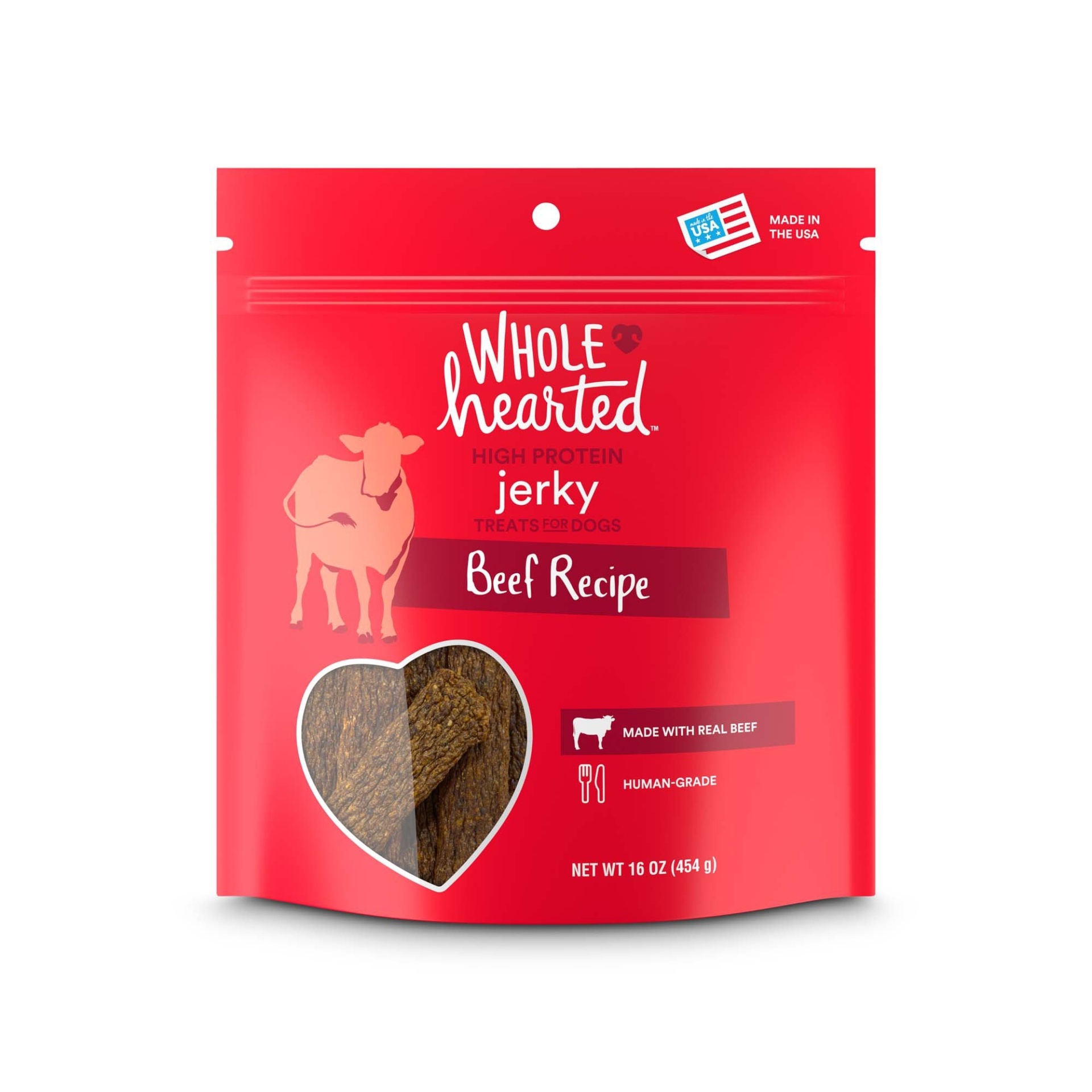 slide 1 of 1, WholeHearted Beef Recipe Jerky Dog Treats, 16 oz