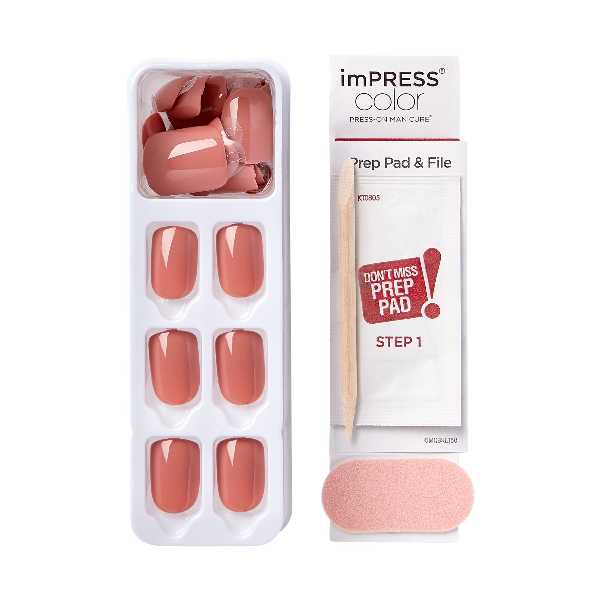 slide 4 of 5, imPRESS KISS imPRESS Color Press-on Nails, Caramel, Short, Square, 1 ct