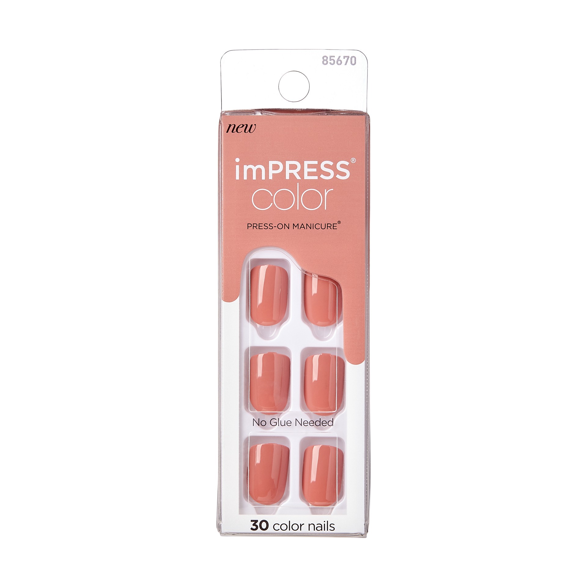 slide 1 of 5, imPRESS KISS imPRESS Color Press-on Nails, Caramel, Short, Square, 1 ct