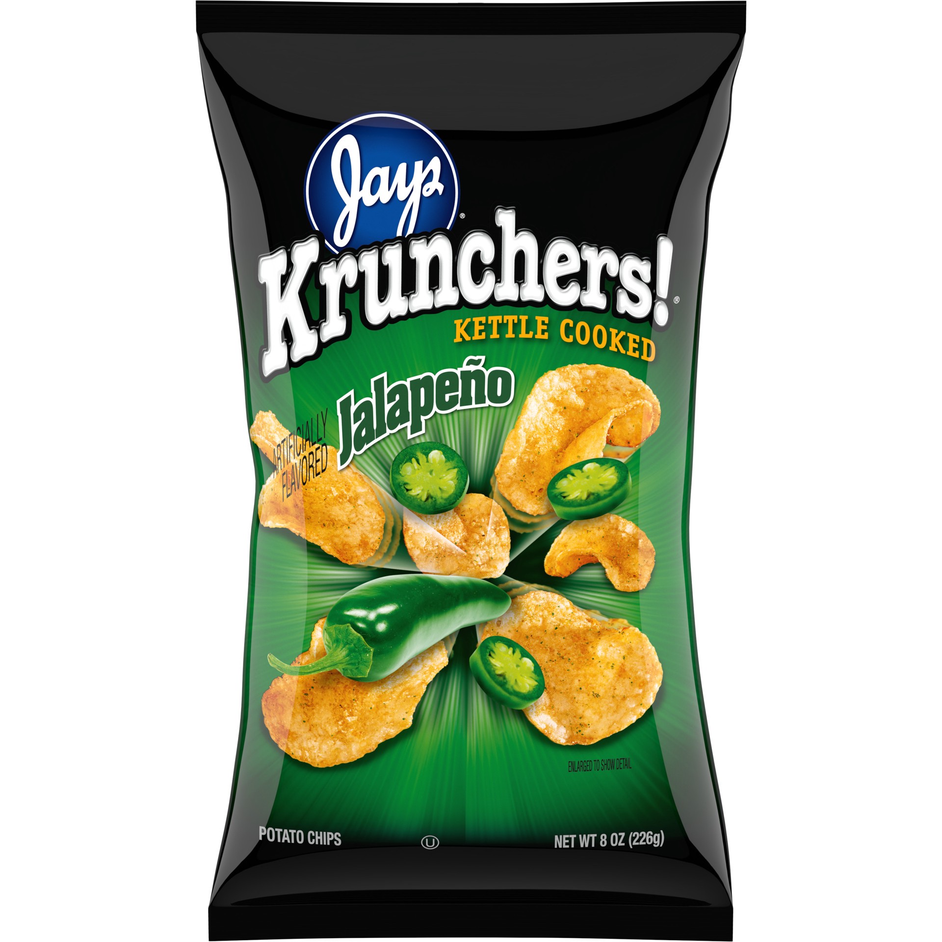 slide 1 of 5, Kruncher's! Kettle Cooked Potato Chips, Jalapeño Flavored Chips, 8 Oz Bag, 8 oz