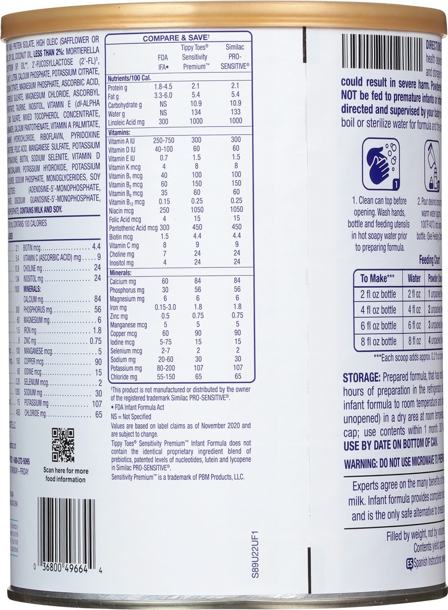 slide 6 of 16, Tippy Toes Sensitivity Premium 0-12 Months Infant Formula with Iron 33.2 oz, 33.2 oz