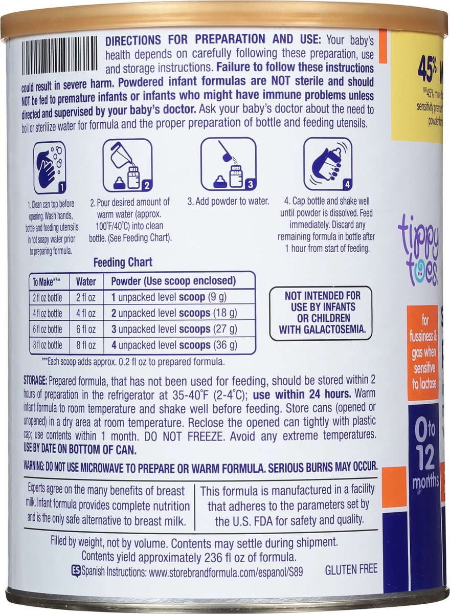 slide 12 of 16, Tippy Toes Sensitivity Premium 0-12 Months Infant Formula with Iron 33.2 oz, 33.2 oz