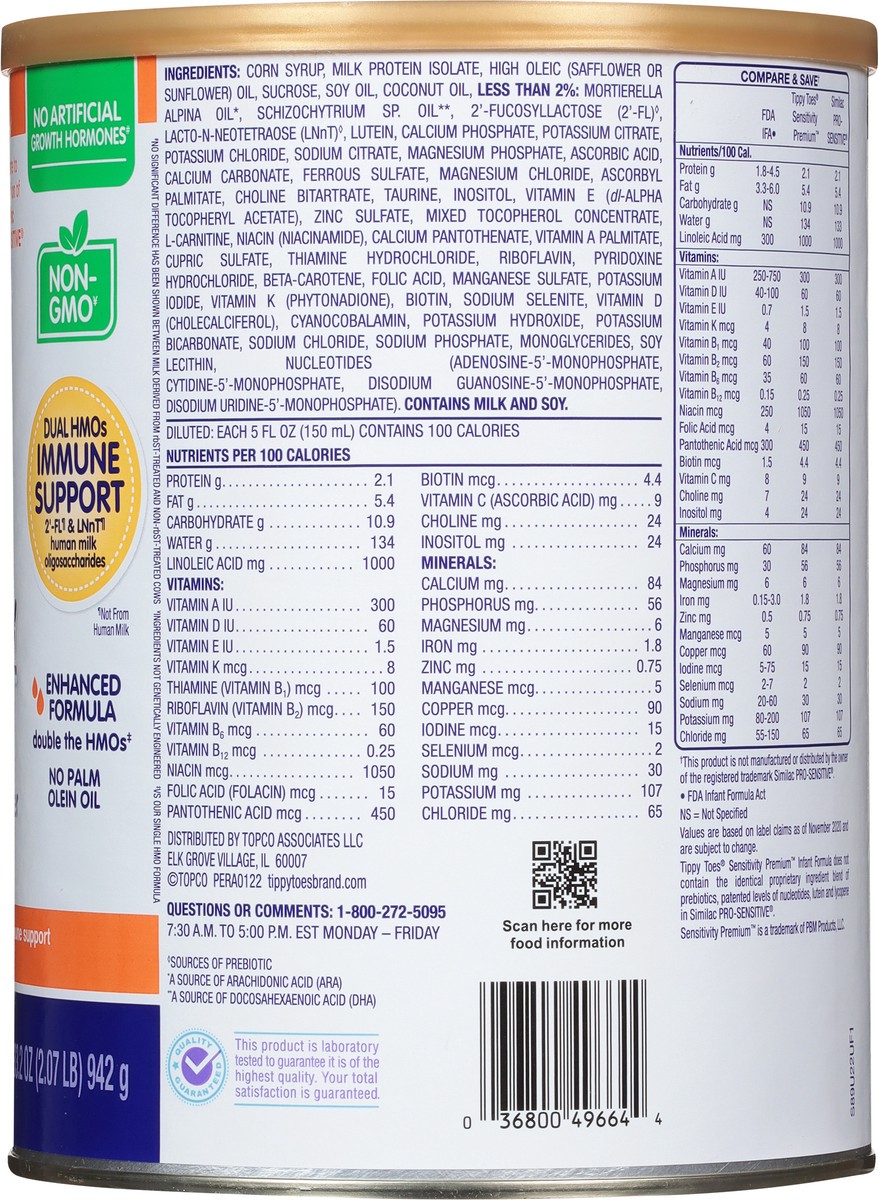 slide 15 of 16, Tippy Toes Sensitivity Premium 0-12 Months Infant Formula with Iron 33.2 oz, 33.2 oz