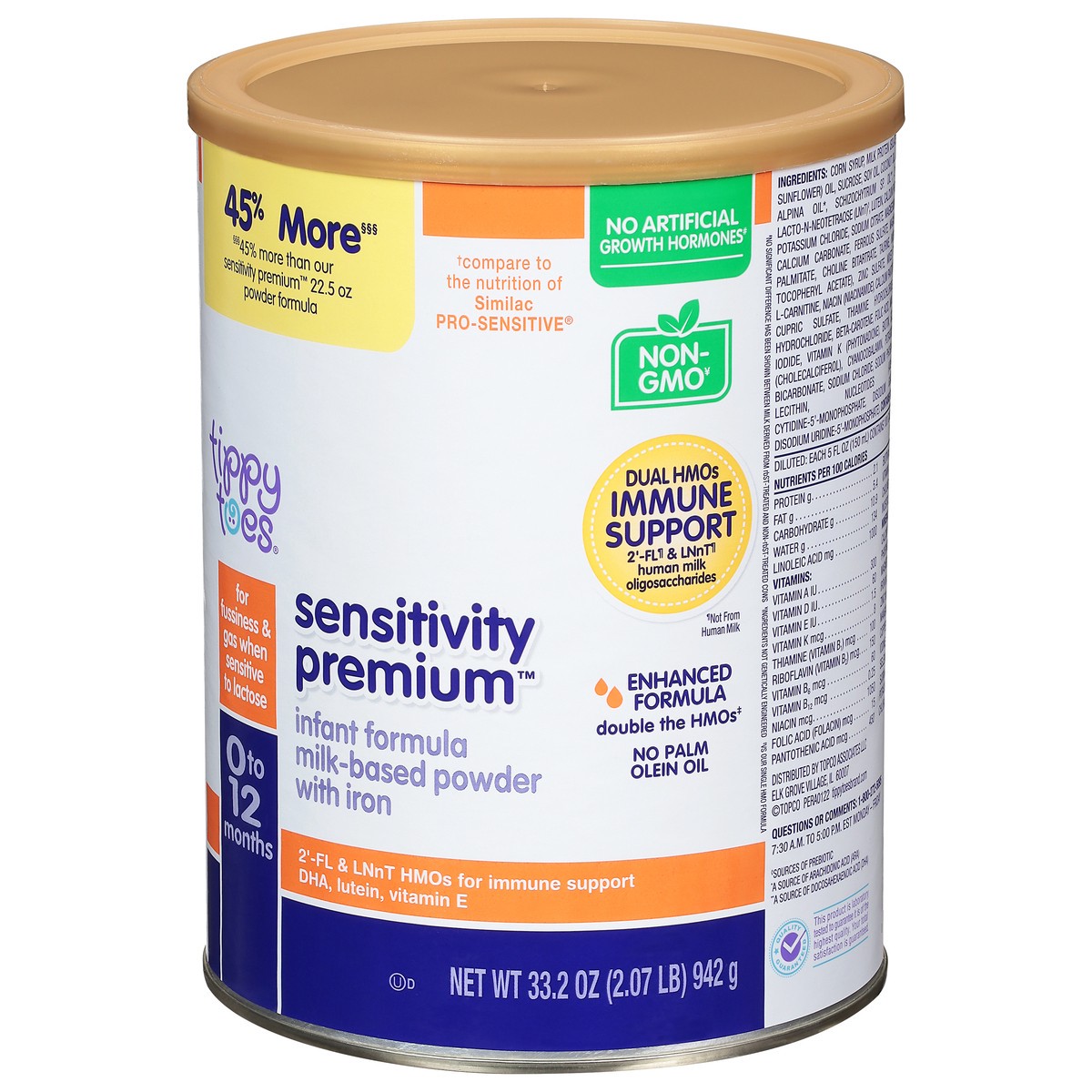 slide 5 of 16, Tippy Toes Sensitivity Premium 0-12 Months Infant Formula with Iron 33.2 oz, 33.2 oz
