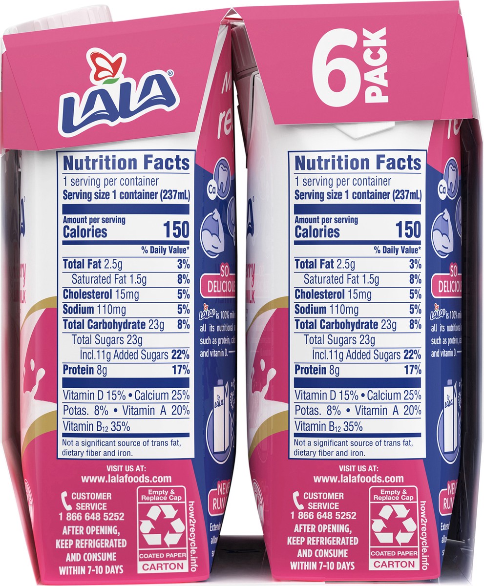 slide 10 of 11, LALA Low Fat Strawberry Milk 6 ea, 6 ct