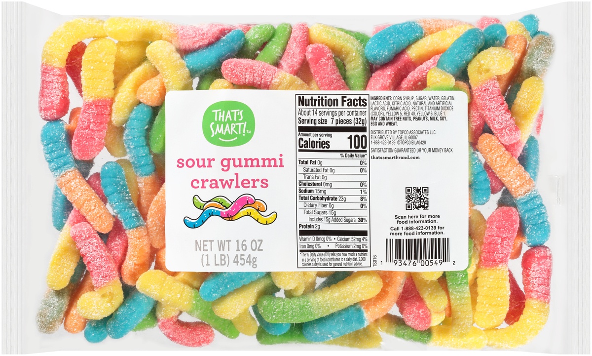 slide 1 of 1, That's Smart! Sour Gummi Crawlers Candy, 16 oz