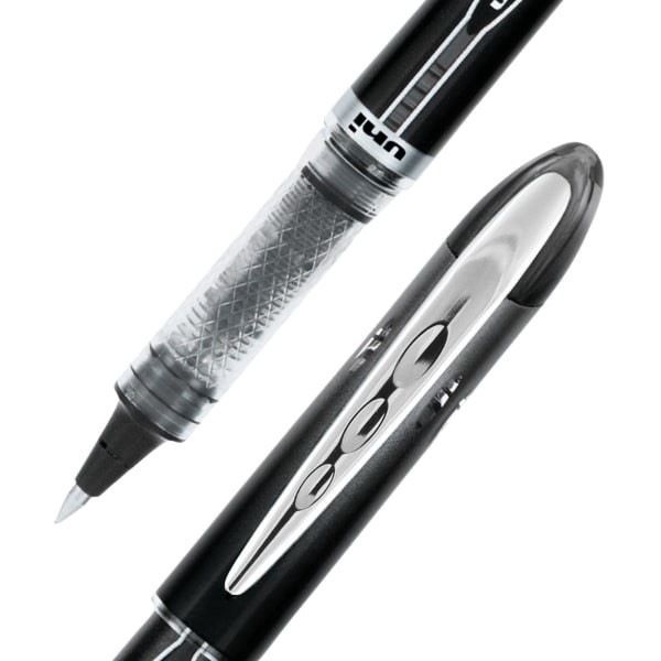 slide 5 of 8, uni-ball Vision Elite Liquid Ink Rollerball Pens, Microtip, 0.5 Mm, Black Barrel, Black Ink, Pack Of 4, 4 ct