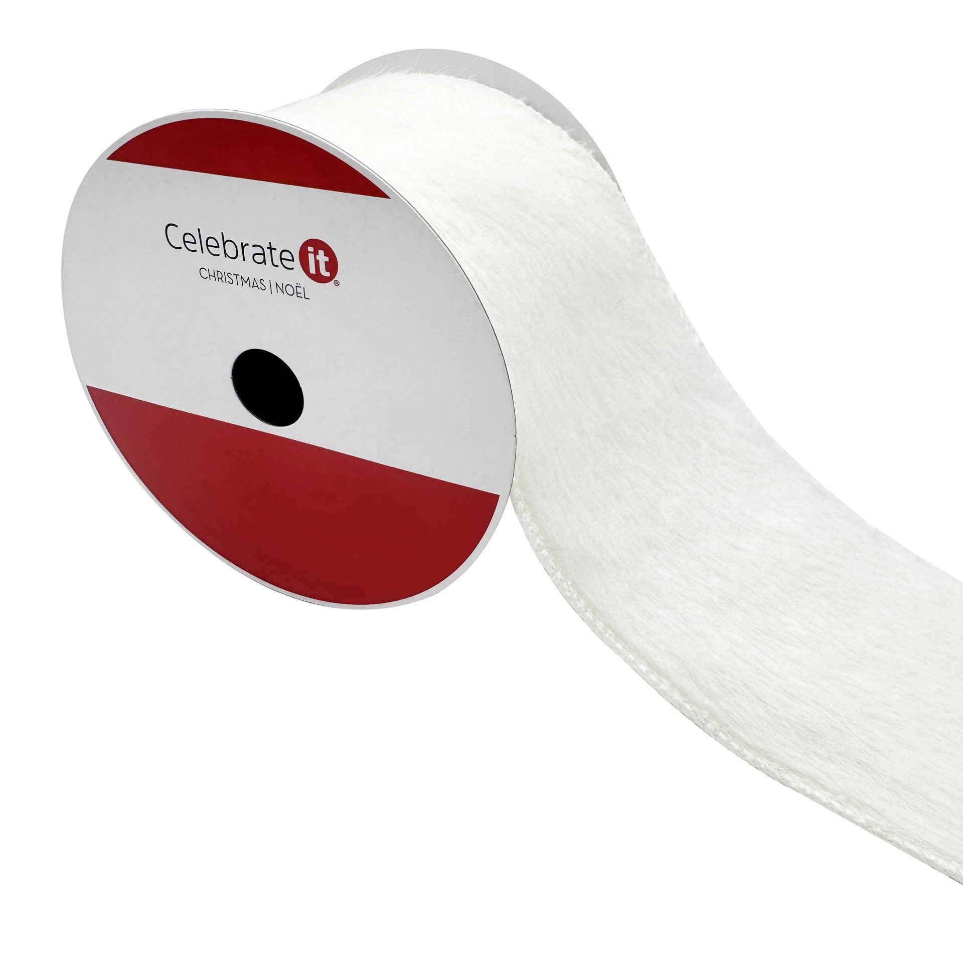 slide 3 of 3, 3.5" X 9ft. White Wired Faux Fur Ribbon By Celebrate It, 3.5 in x 9 ft