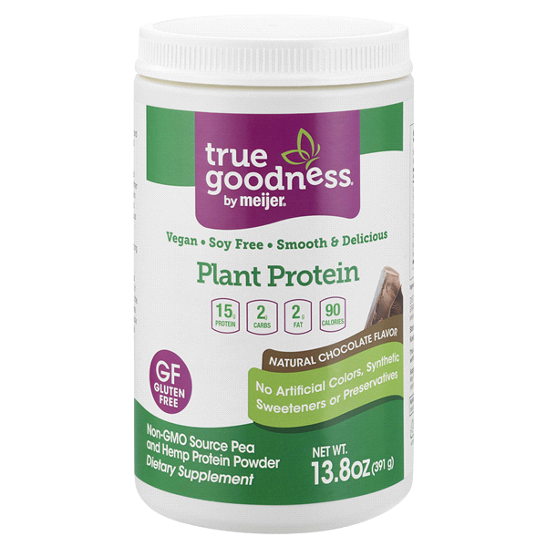 slide 1 of 1, True Goodness Plant Protein Chocolate Powder, 13.8 oz