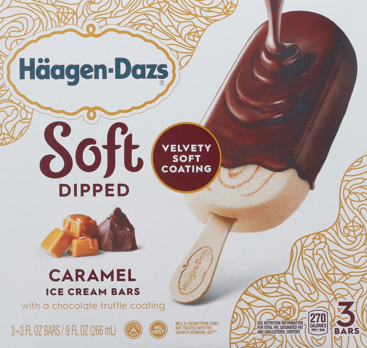 slide 13 of 14, Häagen-Dazs Soft Dipped Caramel Ice Cream Bars 3 - 3 fl oz Packs, 3 ct