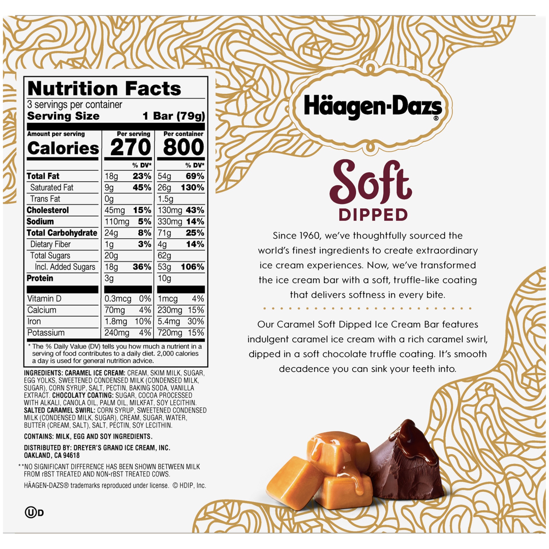 slide 4 of 7, Häagen-Dazs Soft Dipped Caramel Ice Cream Bars, 3.1 ct