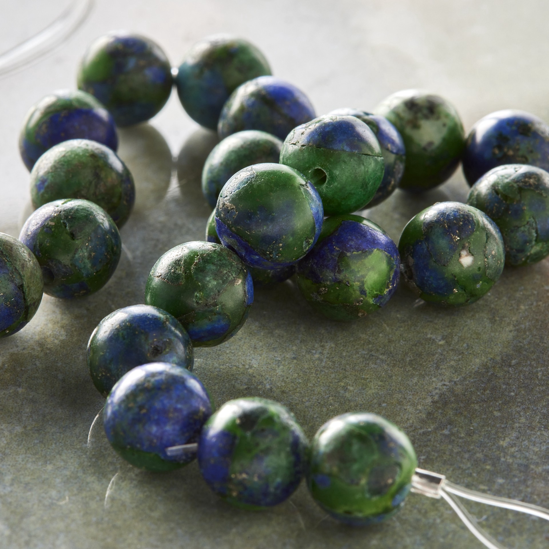 slide 3 of 3, Green & Blue Chryscolla Round Beads By Bead Landing, 8mm, 8mm